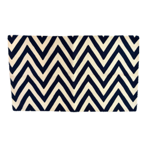 Navy and Ivory Chevron Crewel Embroidery Lumbar Pillow Cover Set of 2