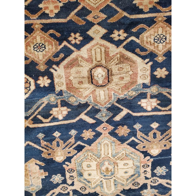 Antique Persian Malayer Carpet, Handmade Oriental Rugs, Navy, Orange, Cream For Sale - Image 9 of 12