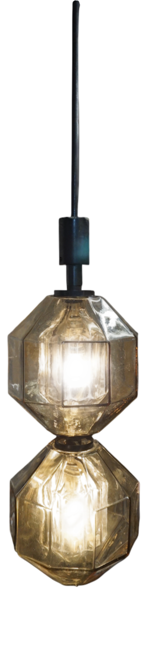 Double Murano Glass Pendant Light by Vinicio Vianello for Vistosi, Italy, 1957