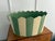 Shabby Chic Vintage Scalloped Green and White Striped Urn For Sale - Image 3 of 12