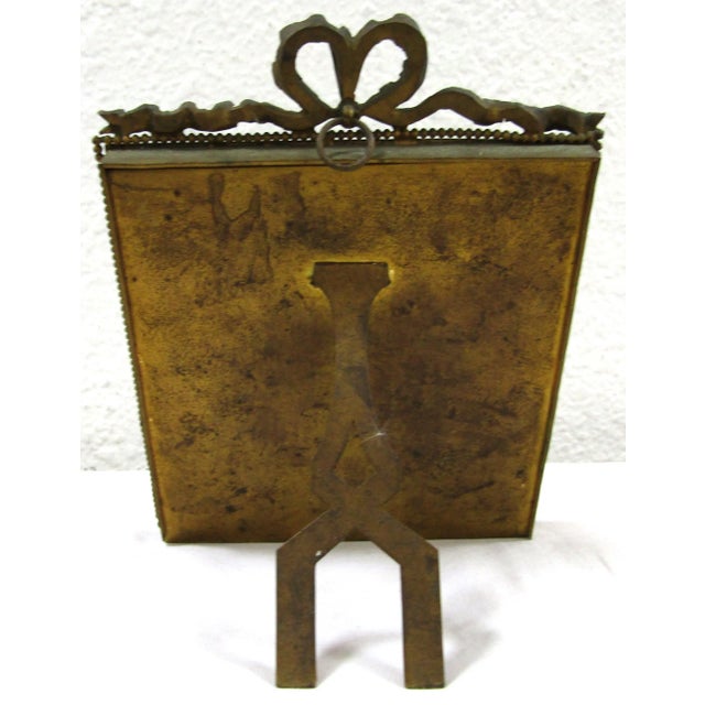 Metal Antique French Bronze Ribbon Bow Top Frame Showing Marie Antoinette a La Rose For Sale - Image 7 of 9