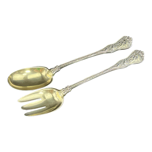 Early 20th Century Tiffany & Co. 'Olympian' Sterling Silver Oversized Serving Salad Set- a Pair