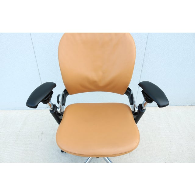 Steelcase Leap Coach Limited Edition Ergonomic Desk Chair in Camel Tan Leather For Sale - Image 11 of 18