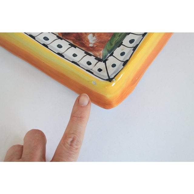 Ceramic Vintage Hand-Painted Ceramic Serving Dish or Wall Hanging For Sale - Image 7 of 12