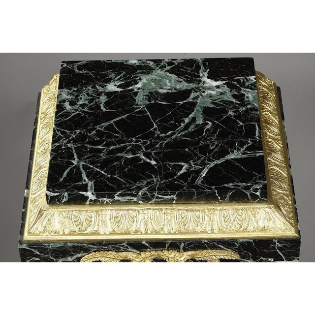 Green Empire Column in Green Marble Veneer & Gilt Bronze Decoration, 1880s For Sale - Image 8 of 12