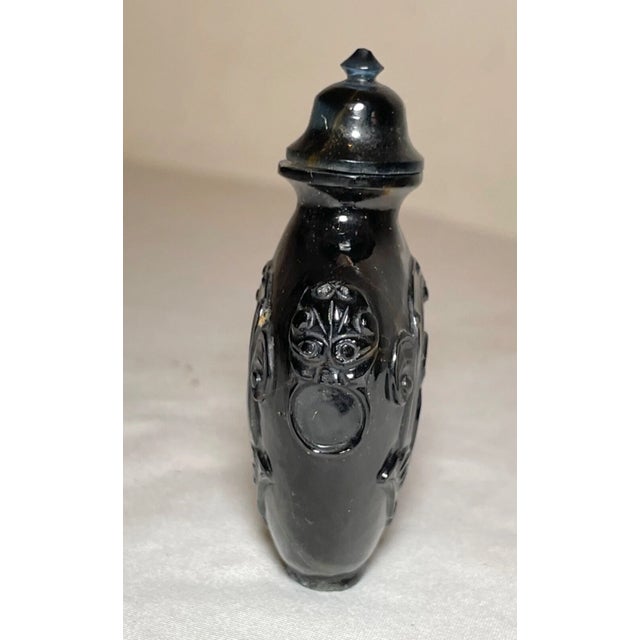 Blue Antique Chinese Hand Carved Tigers Eye Stone Snuff Bottle Jar Sculpture Trinket For Sale - Image 8 of 14