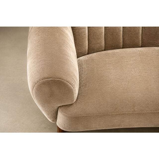 Brazilian Modern Sculptural Curved Sofa in Mohair and Caviúna Wood, 1960s For Sale - Image 17 of 18