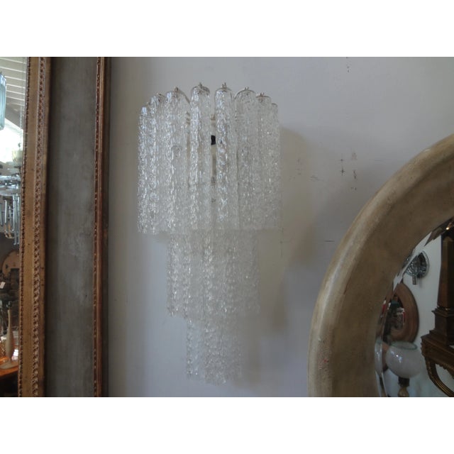 Large pair of Toni Zuccheri for Venini Murano glass sconces. This stunning pair of Murano sconces have been newly wired to...