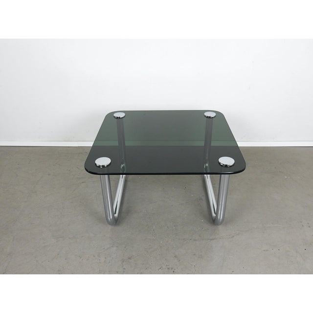 Space Age Coffee Table with Smoked Glass Top and Chrome Runners, Germany, 1970s For Sale - Image 9 of 18