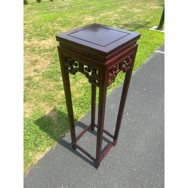 Vintage Tall Asian Rosewood Plant Stand For Sale In Boston - Image 6 of 8