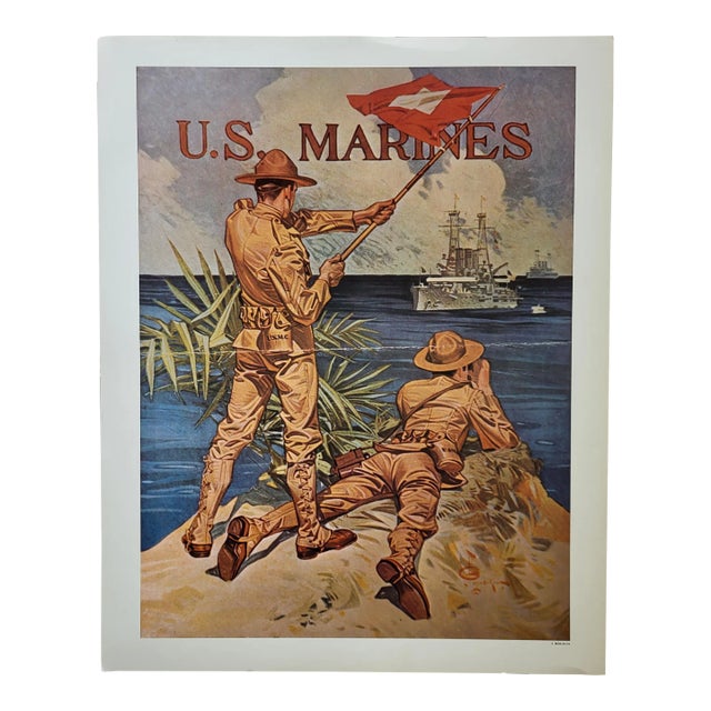 United States Marines Enlistment Poster, 1960s Americana For Sale