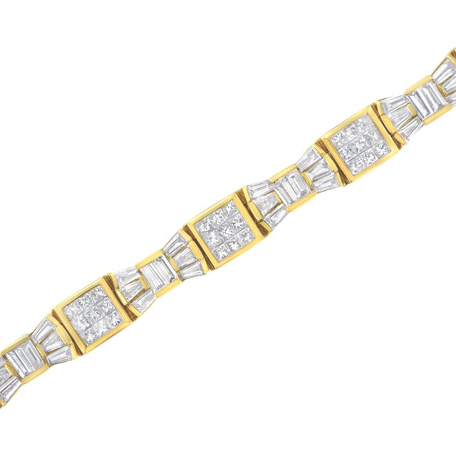 Haus of Brilliance 14K Yellow Gold 9.0 Cttw Diamond Alternating Bow and Box Link Bracelet (G-H Color, VS1-VS2 Clarity)- 7" For Sale - Image 4 of 6