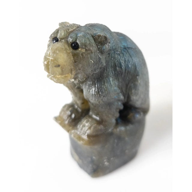 Gemstone 20th Century Labradorite Stone Carved Bear Figure For Sale - Image 7 of 10