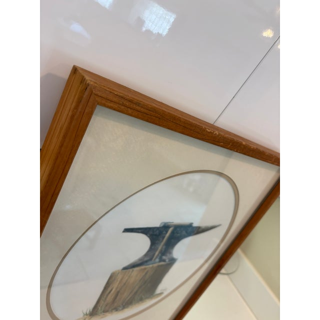 Vintage Framed Anvil Reproduction Print Blacksmith Tool Illustration in Wood Frame For Sale - Image 11 of 12