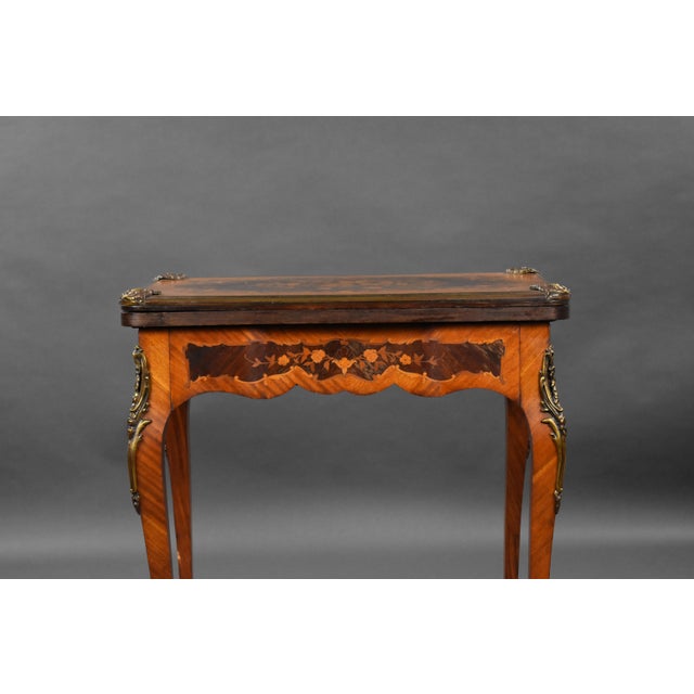 19th Century Victorian English Walnut & Marquetry Card Table For Sale - Image 14 of 18