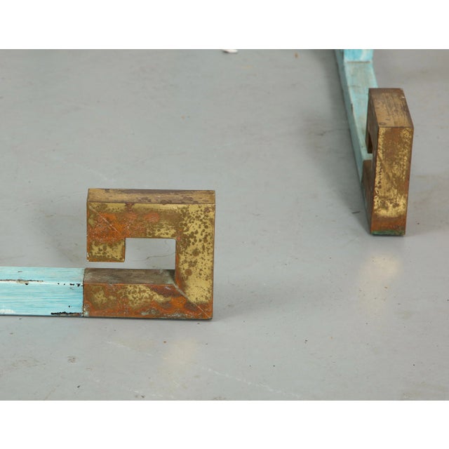 Pair of Hollywood Regency Metal and Glass Side Tables For Sale - Image 10 of 13