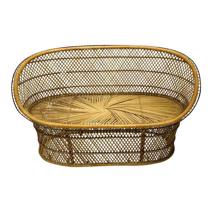Vintage Wicker Love Seat Chairish