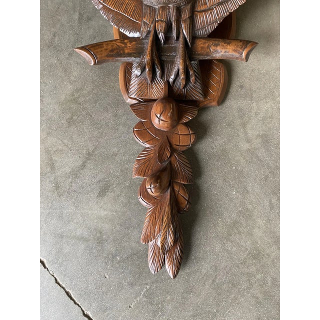 Late 19th Century Victorian Hand Carved Oak American War Eagle Wall Shelf Sconce For Sale - Image 4 of 10