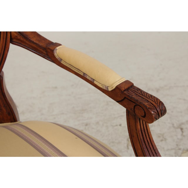 Louis XVI Style Mahogany Open Arm Fauteuil Chair For Sale - Image 9 of 18