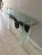 1980s Glass With Floating Wood Centre Hallway/ Entry Table For Sale - Image 5 of 7