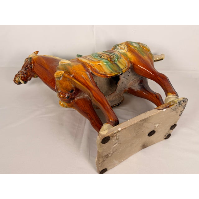 Late 20th Century Large Chinese Sancai Glazed Pottery Horse in the Tang Dynasty Style For Sale - Image 5 of 8