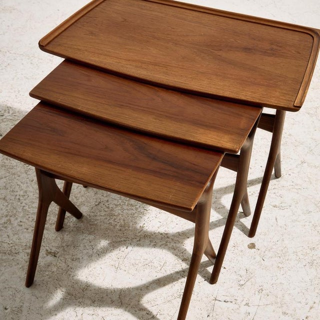 1960s Teak Nesting Tables by Johannes Andersen for CFC Silkeborg, 1960s, Set of 3 For Sale - Image 5 of 14