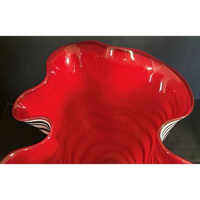 Murano Vintage Murano Style European Blown Art Glass Handkerchief Vase For Sale - Image 4 of 11