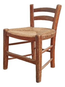 Vintage French Wooden Rush Seated Children's Chair