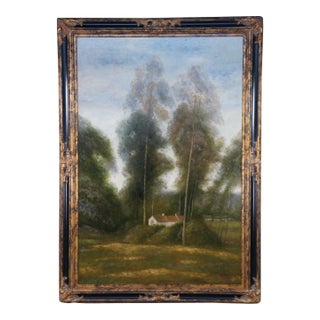 Late 20th Century L. Stephano Impressionist Country Farmhouse Landscape Oil Painting 83" For Sale