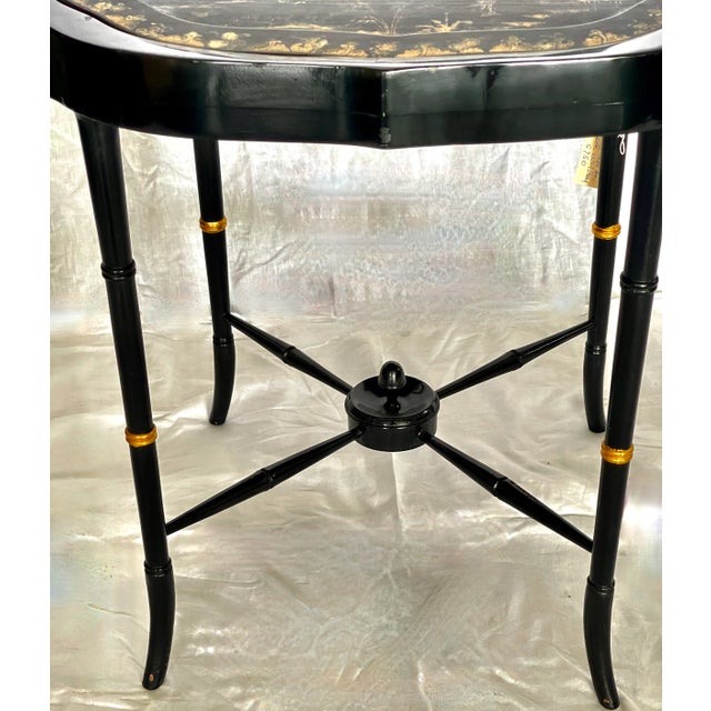 French Antique Papier Mache Large Serving Tray on Stand, C1880 For Sale - Image 12 of 14