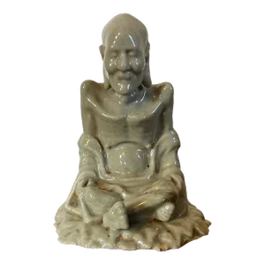 Antique 18th Century Chinese Monochrome Celadon Porcelain Figure of a Lohan or Immortal