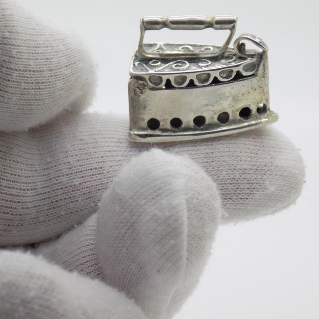 Vintage Italian Handmade Genuine Sterling Silver 925 Old Fabric Iron Dollhouse Miniature For Sale - Image 10 of 10