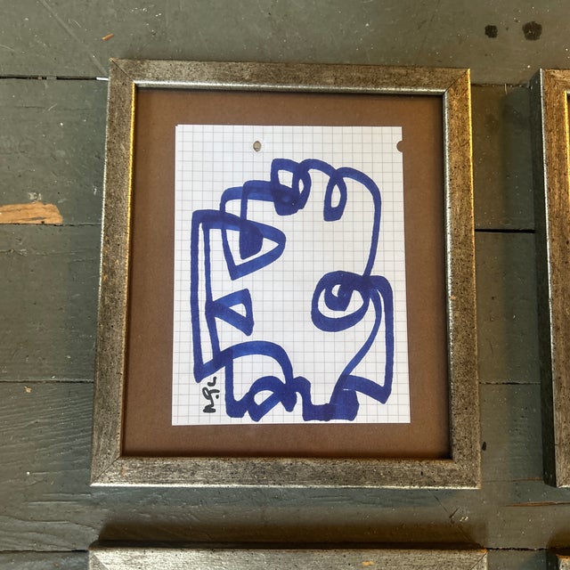 Set of four original abstract marker drawings by Wayne Cunningham. Each signed & measure approximately 4.25x5.5 /...