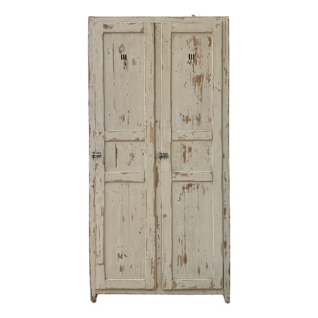 Vitage Patinated Wardrobe in Wood, 1940s For Sale