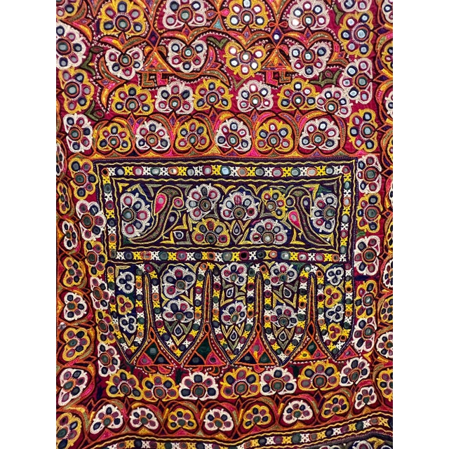 Indian Antique 1920s Indian Gujarati Embroidered Tree of Life Wall For Sale - Image 3 of 6