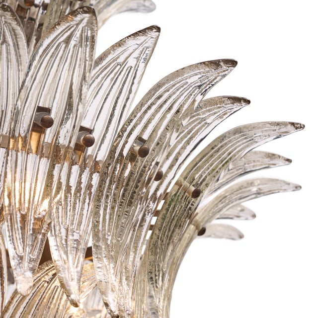 Glass Venetian Glass, Cristal’s Antico Leaf Chandelier by Barovier, Murano, Italy For Sale - Image 7 of 9