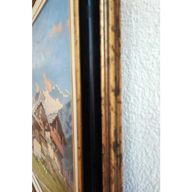 E. Mariola, Payasage de montagne et chalets, 1942, Oil on Wood, Framed For Sale - Image 8 of 12