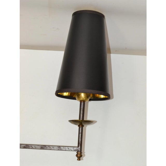 Metal French Mid-Century Modern Metal & Brass Swing Arm Sconces, Wall Lights - Pair For Sale - Image 7 of 13
