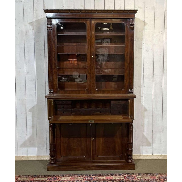 Victorian Mahogany Secretary Bookcase For Sale - Image 4 of 18