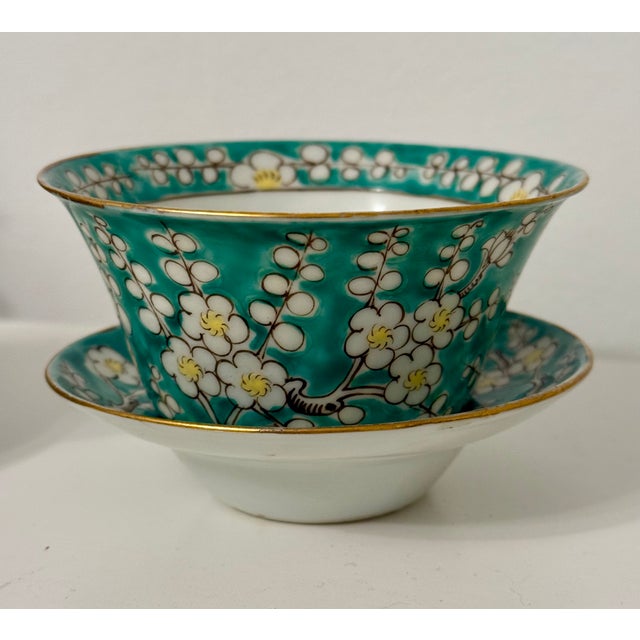 1970s Chinese Gaiwan Lidded Tea Cup, Saucer and Plate For Sale - Image 5 of 9
