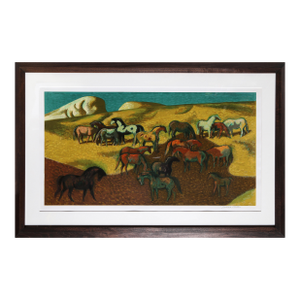 Millard Owen Sheets, Brood Mare Pasture, Framed Lithograph