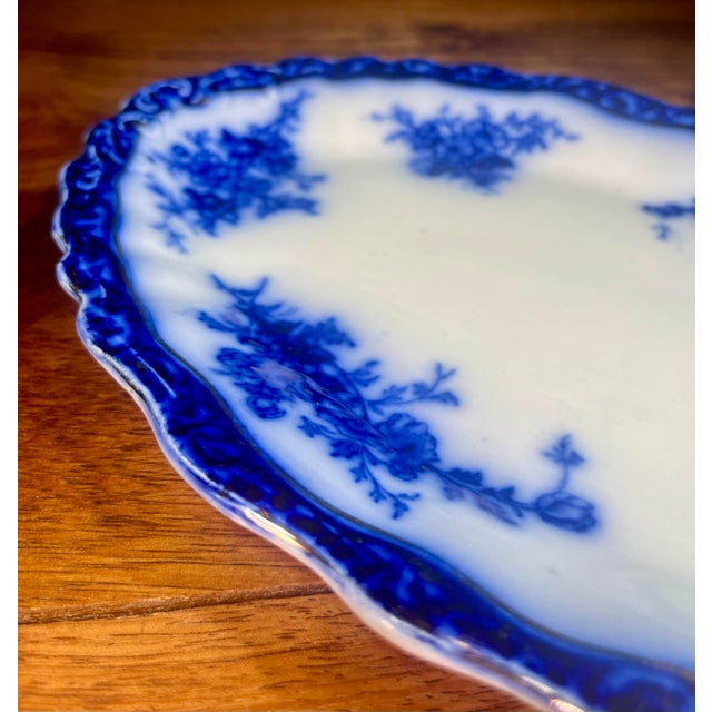 Early 20th Century Early 20th Century Stanley Pottery Touraine (Flow Blue) 10” Oval Serving Platter For Sale - Image 5 of 8
