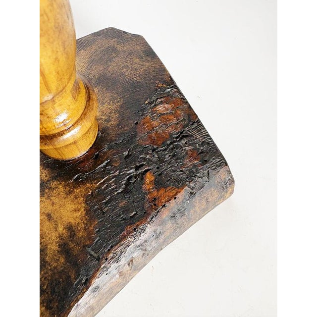 Vintage Brutalist Wooden Table Lamp, France, 1960s For Sale - Image 9 of 17