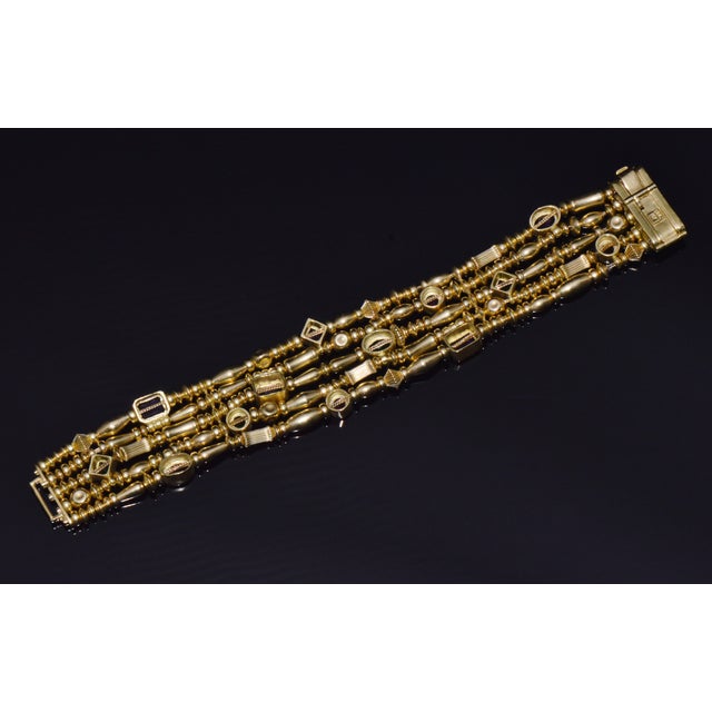 Designer Seidengang Natural Tourmaline Amethst Garnet 18k Solid Gold Multi-Strand Beaded Bracelet For Sale In Dallas - Image 6 of 14