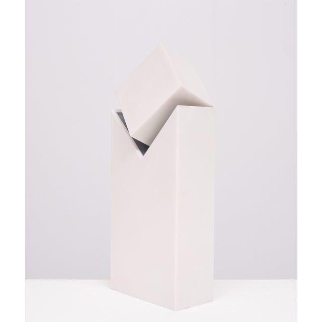 Marus v.d. Made visual artist and designer Unique white cubistic table lamp . looks and feels like marble . is a piece of...