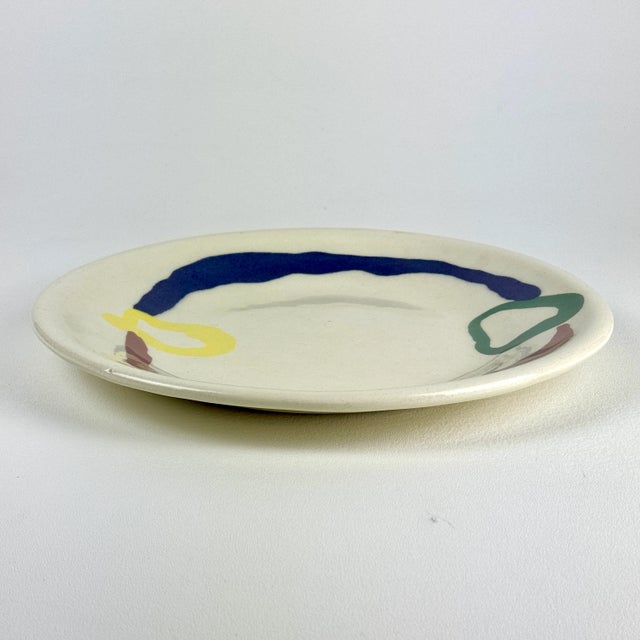 Postmodern 2 of 3 Jurg Lanzrein 1980's Ceramic Decorative Plate With Whimsical Modern Colorful Illustration For Sale - Image 3 of 6