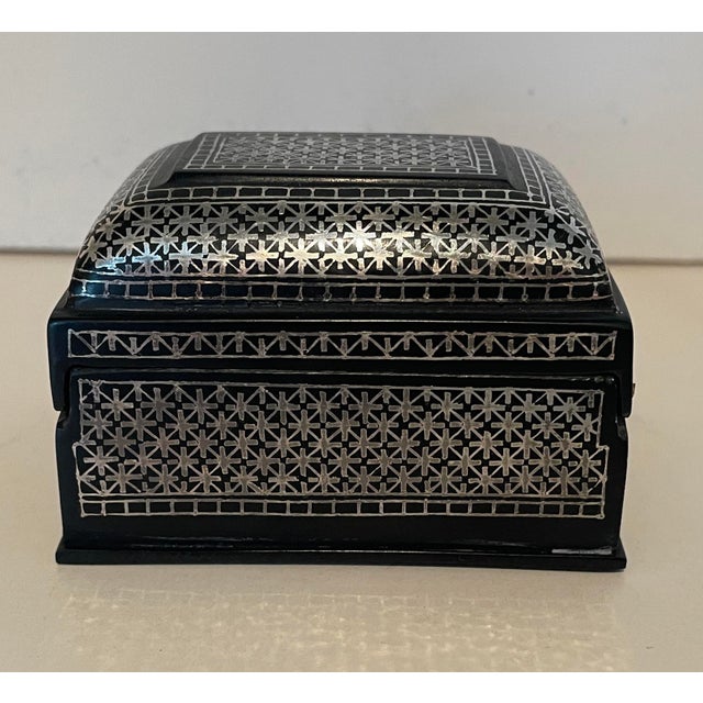 Sterling over bronze domed top casket, unmarked, probably Indian in origin and related to traditional bidriware. Combined...