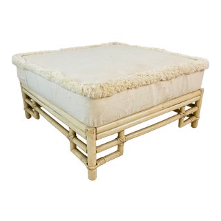Ficks Reed Vintage Chinese Chippendale Ottoman For Sale