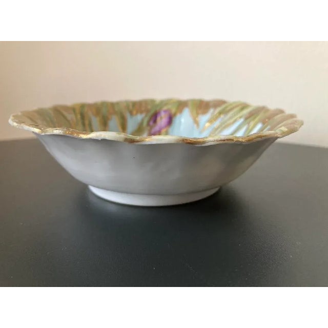 Mid 20th Century Mid 20th Century Chinese Art Nouveau Gold Porcelain Iris Design Catchall Bowl For Sale - Image 5 of 18