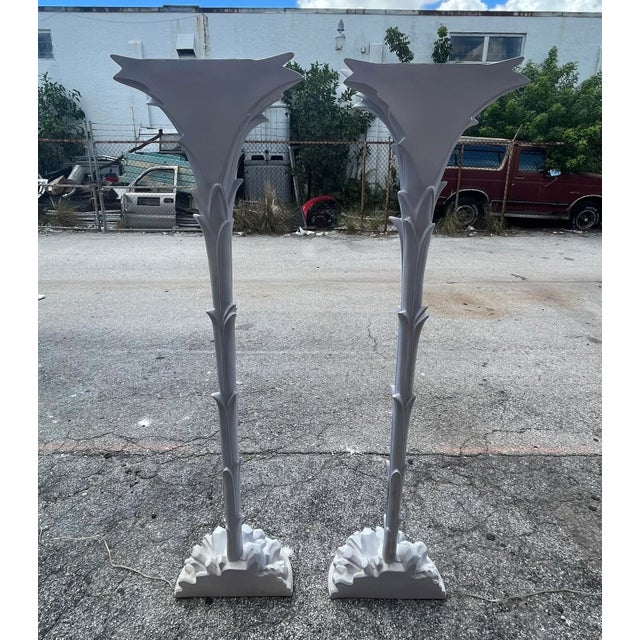Lavender Serge Roche Style Torchere Palm Floor Lamps - a Pair For Sale - Image 8 of 11